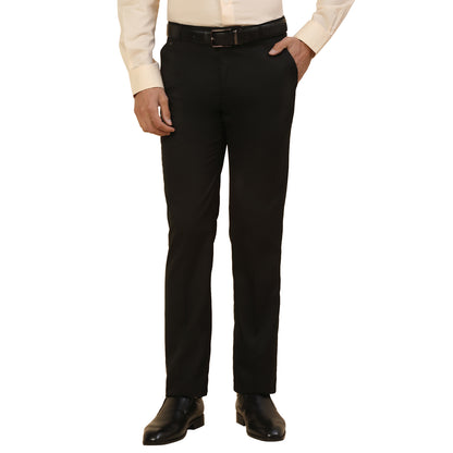 Formal Trouser for Men | Breathable & Soft with Color Fastness Regular Fit Polycotton Fabric Solid Pattern Hook & Bar Closure