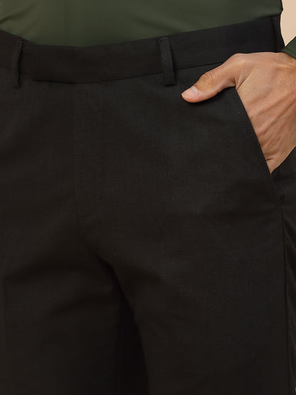 Formal Trouser for Men | Breathable & Soft with Color Fastness Regular Fit Polycotton Fabric Solid Pattern Hook & Bar Closure