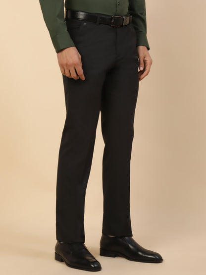 Formal Trouser for Men | Breathable & Soft with Color Fastness Regular Fit Polycotton Fabric Solid Pattern Hook & Bar Closure
