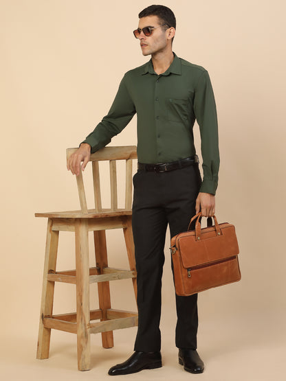 Formal Trouser for Men | Breathable & Soft with Color Fastness Regular Fit Polycotton Fabric Solid Pattern Hook & Bar Closure