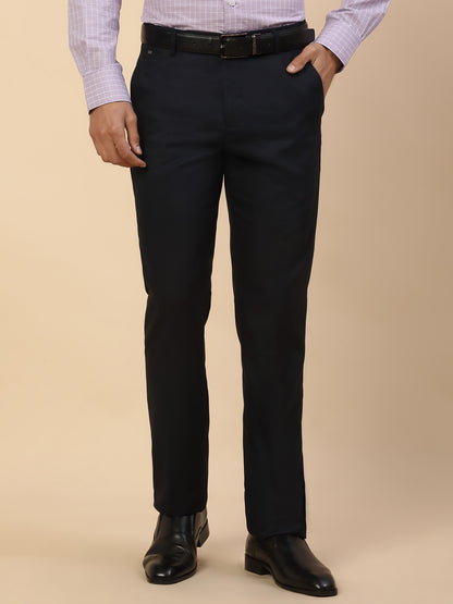 Formal Trouser for Men | Breathable & Soft with Color Fastness Regular Fit Polycotton Fabric Self Design Pattern Hook & Bar Closure