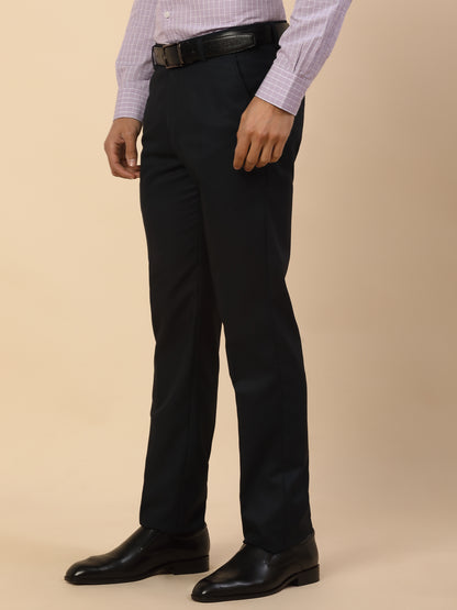 Formal Trouser for Men | Breathable & Soft with Color Fastness Regular Fit Polycotton Fabric Self Design Pattern Hook & Bar Closure