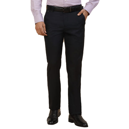 Formal Trouser for Men | Breathable & Soft with Color Fastness Regular Fit Polycotton Fabric Self Design Pattern Hook & Bar Closure