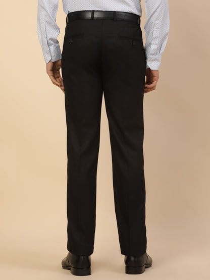 Formal Trouser for Men | Breathable & Soft with Color Fastness Regular Fit Polycotton Fabric Self Design Pattern Hook & Bar Closure