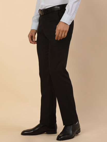 Formal Trouser for Men | Breathable & Soft with Color Fastness Regular Fit Polycotton Fabric Self Design Pattern Hook & Bar Closure