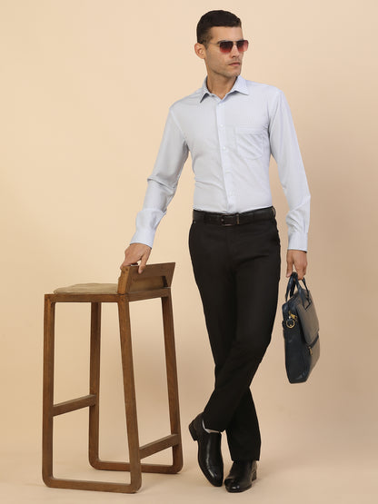 Formal Trouser for Men | Breathable & Soft with Color Fastness Regular Fit Polycotton Fabric Self Design Pattern Hook & Bar Closure