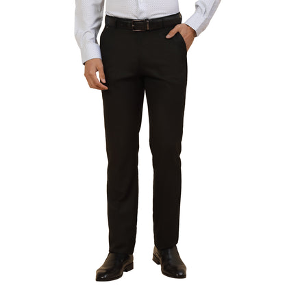 Formal Trouser for Men | Breathable & Soft with Color Fastness Regular Fit Polycotton Fabric Self Design Pattern Hook & Bar Closure