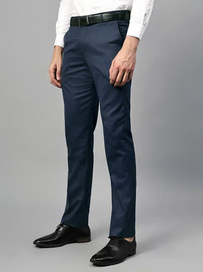 Formal Trouser for Men | Breathable & Soft with Color Fastness Regular Fit Poly Viscose Fabric Self Design Pattern Hook & Eye Closure