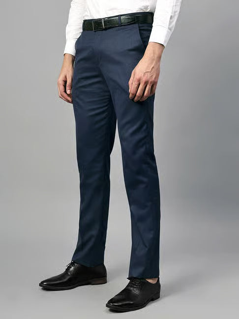 Formal Trouser for Men | Breathable & Soft with Color Fastness Regular Fit Poly Viscose Fabric Self Design Pattern Hook & Eye Closure