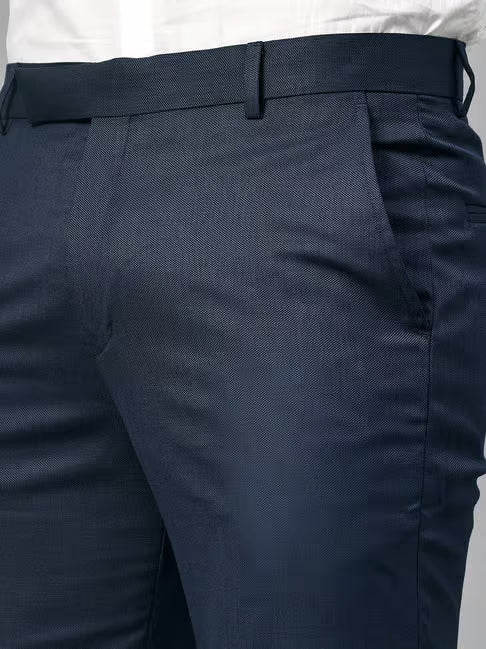 Formal Trouser for Men | Breathable & Soft with Color Fastness Regular Fit Poly Viscose Fabric Self Design Pattern Hook & Eye Closure