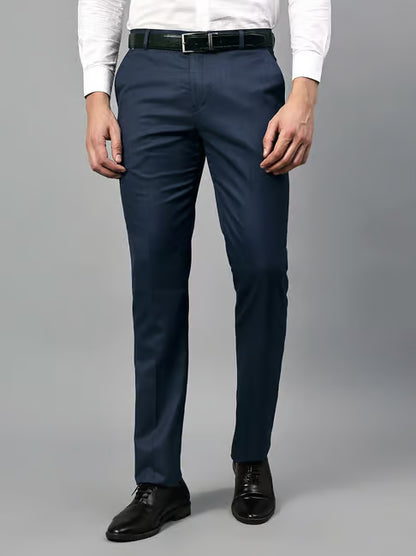 Formal Trouser for Men | Breathable & Soft with Color Fastness Regular Fit Poly Viscose Fabric Self Design Pattern Hook & Eye Closure