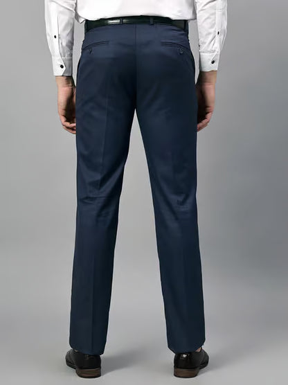 Formal Trouser for Men | Breathable & Soft with Color Fastness Regular Fit Poly Viscose Fabric Self Design Pattern Hook & Eye Closure