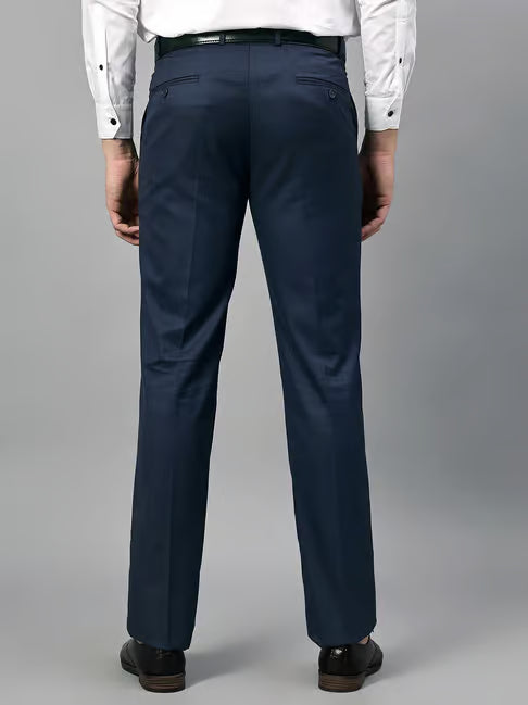 Formal Trouser for Men | Breathable & Soft with Color Fastness Regular Fit Poly Viscose Fabric Self Design Pattern Hook & Eye Closure