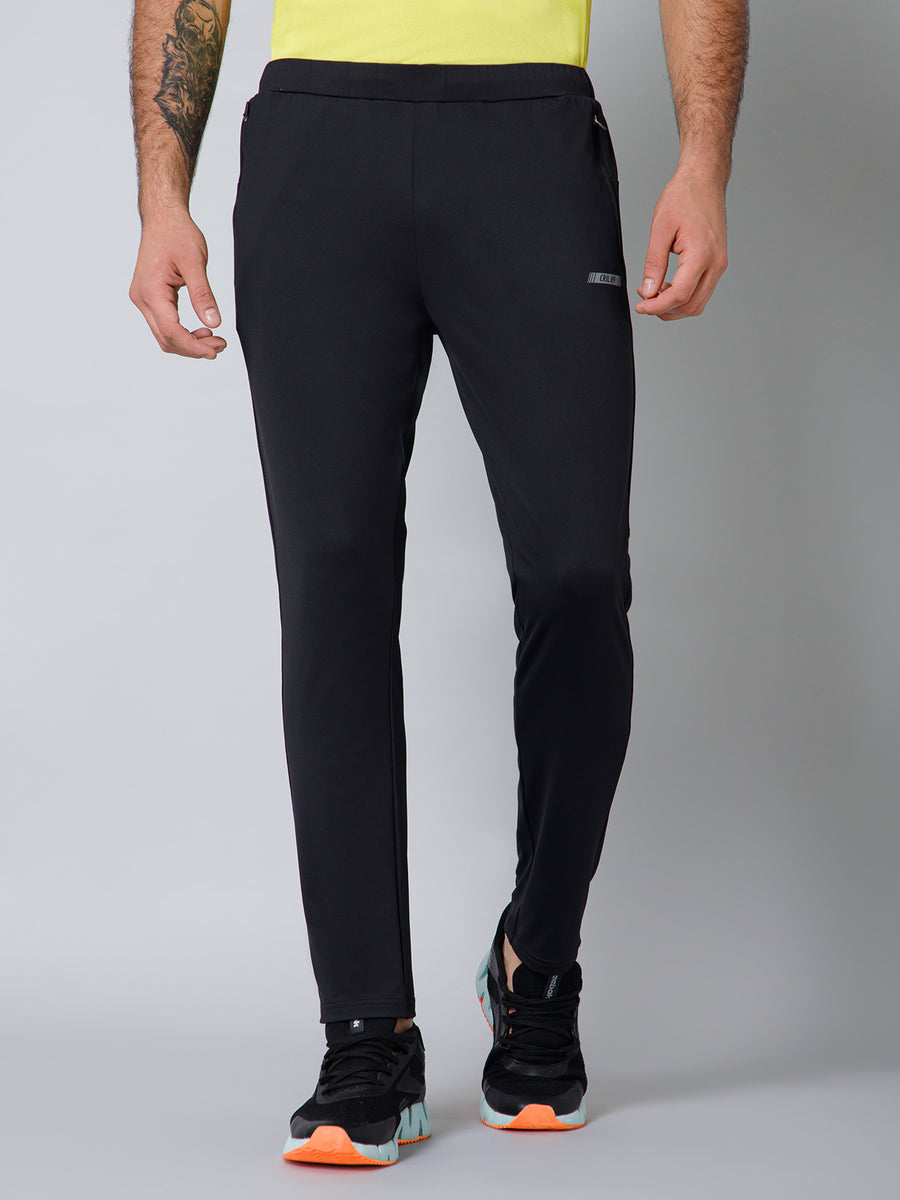 Cantabil Men Black Solid Full Length Regular Fit Active Wear Track Pan