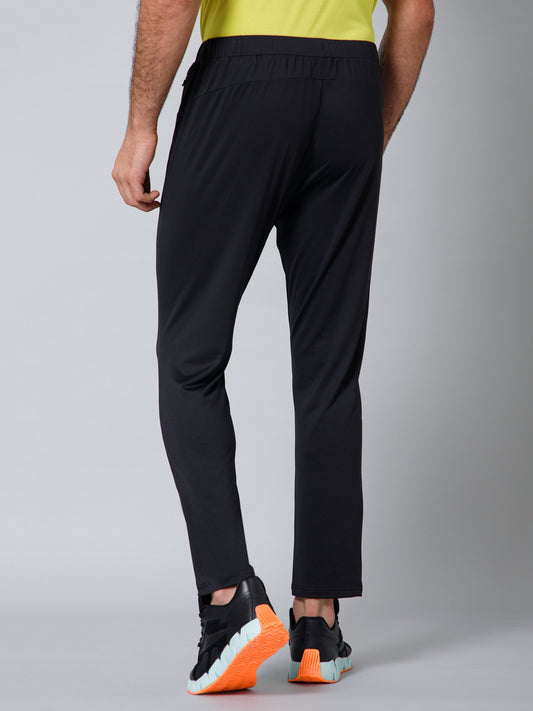 Men Black Solid Full Length Regular Fit Active Wear Track Pant