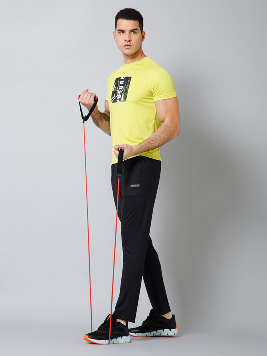 Men Black Solid Full Length Regular Fit Active Wear Track Pant