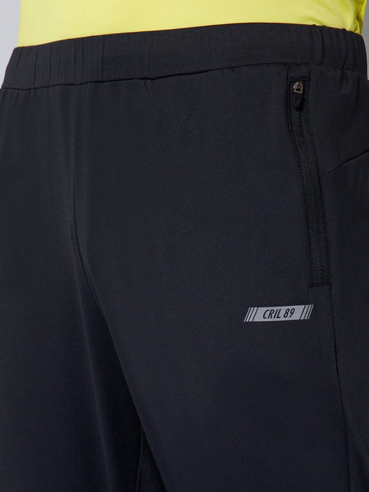 Men Black Solid Full Length Regular Fit Active Wear Track Pant