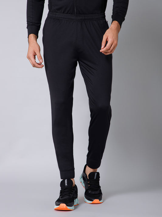 Men Black Solid Full Length Regular Fit Active Wear Track Pant