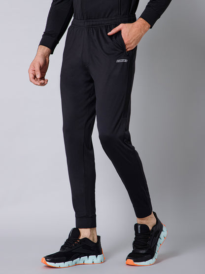 Men Black Solid Full Length Regular Fit Active Wear Track Pant