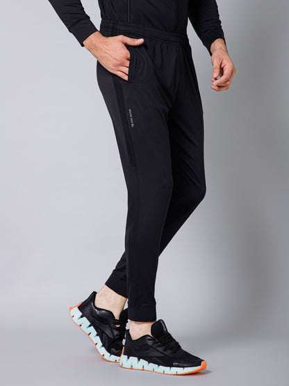 Men Black Solid Full Length Regular Fit Active Wear Track Pant