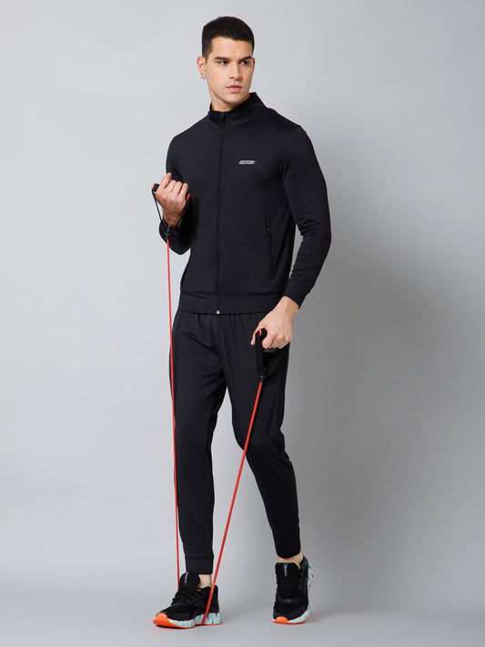 Men Black Solid Full Length Regular Fit Active Wear Track Pant