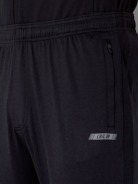 Men Black Solid Full Length Regular Fit Active Wear Track Pant