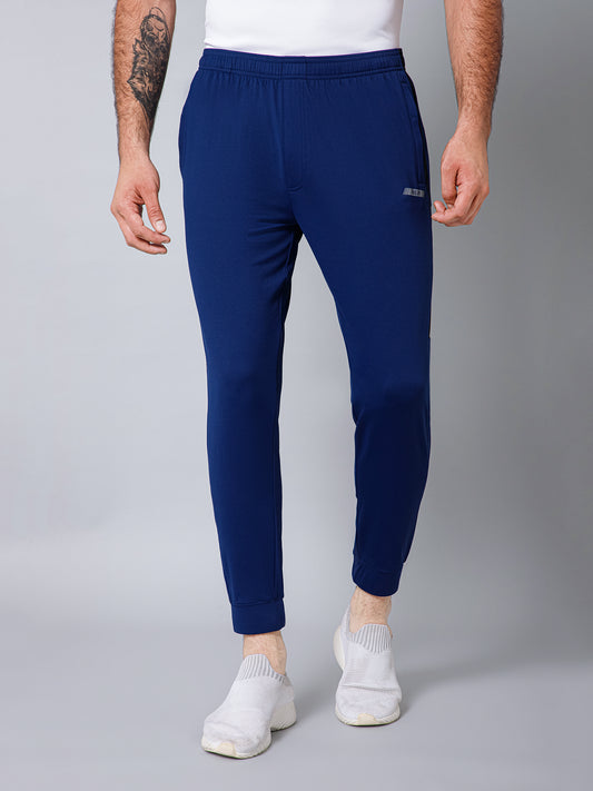 Men Blue Solid Full Length Regular Fit Active Wear Track Pant