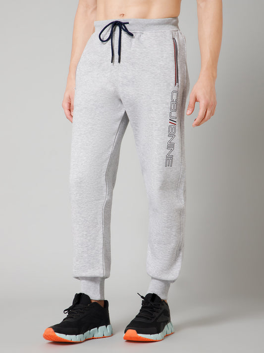 Men Grey Melange Solid Full Length Regular Fit Active Wear Track Pant