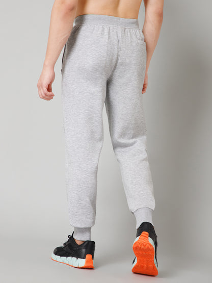 Men Grey Melange Solid Full Length Regular Fit Active Wear Track Pant