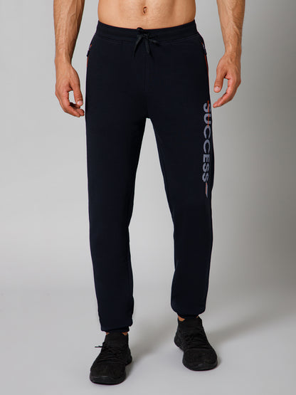 Men Navy Blue Solid Full Length Regular Fit  Winter Wear Track Pant For Men