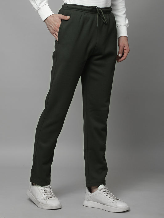 Track Pants for Men | Breathable & Soft with Color Fastness Regular Fit Fleece Solid Pattern Drawstring Closure