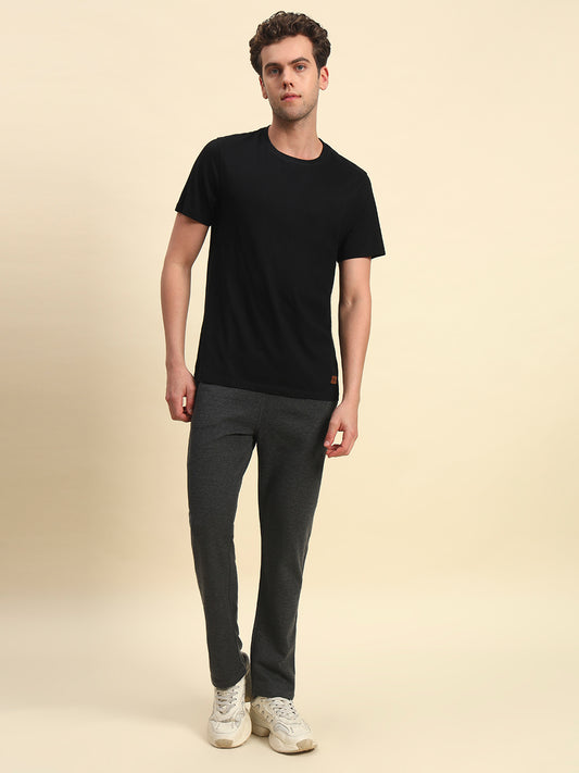 Track Pants for Men | Breathable & Soft with Color Fastness Regular Fit Poly Cotton Fabric Solid Pattern Drawstring Closure