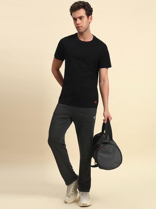 Track Pants for Men | Breathable & Soft with Color Fastness Regular Fit Poly Cotton Fabric Solid Pattern Drawstring Closure