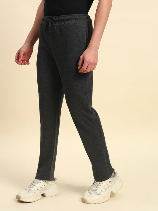 Track Pants for Men | Breathable & Soft with Color Fastness Regular Fit Poly Cotton Fabric Solid Pattern Drawstring Closure