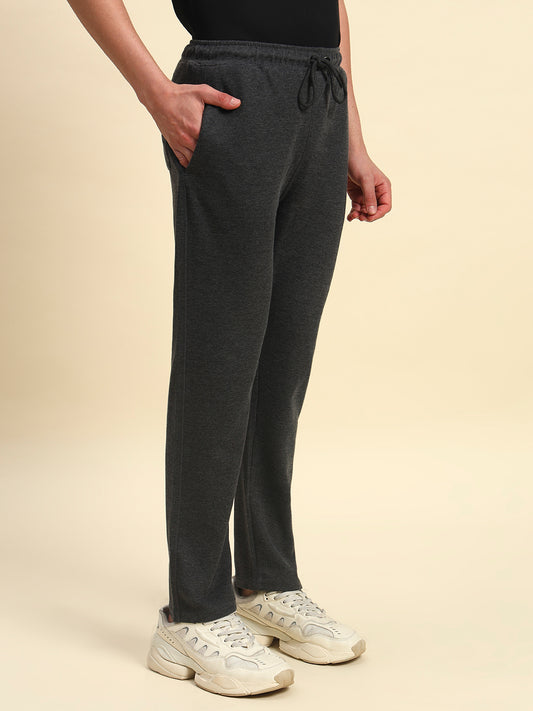 Track Pants for Men | Breathable & Soft with Color Fastness Regular Fit Poly Cotton Fabric Solid Pattern Drawstring Closure