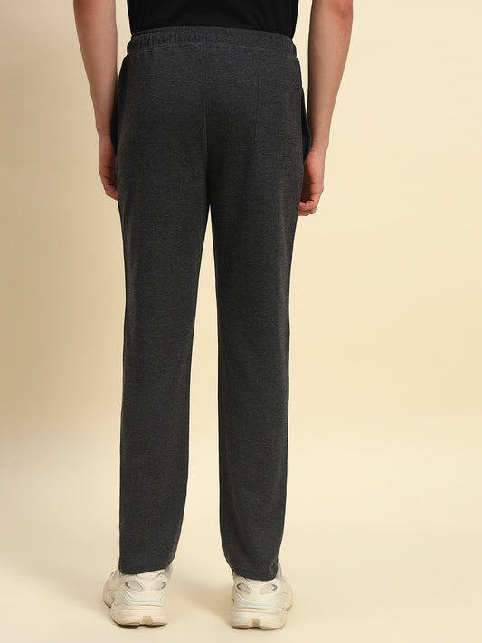 Track Pants for Men | Breathable & Soft with Color Fastness Regular Fit Poly Cotton Fabric Solid Pattern Drawstring Closure