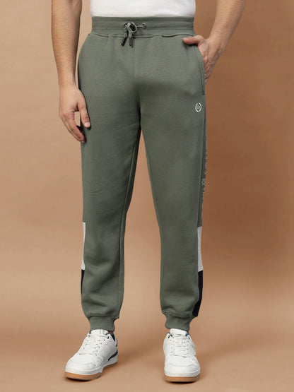 Men's Olive Printed Winter Track Pant