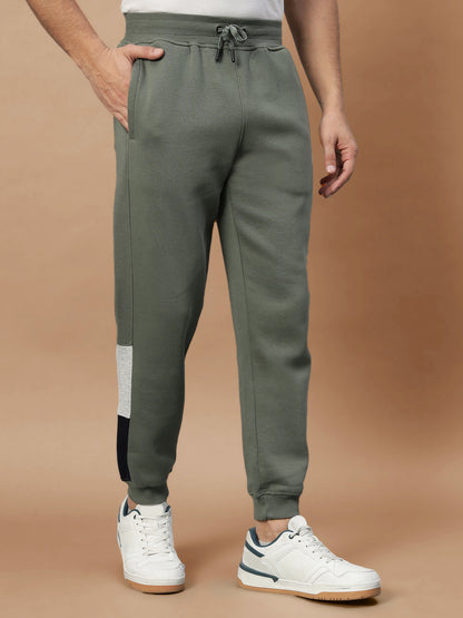 Men's Olive Printed Winter Track Pant