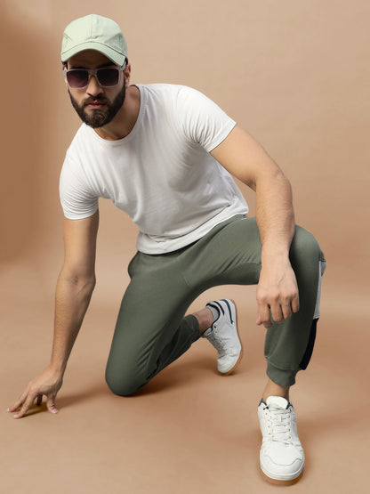 Men's Olive Printed Winter Track Pant