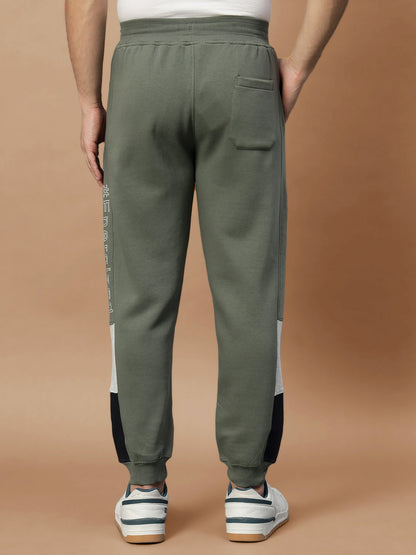 Men's Olive Printed Winter Track Pant