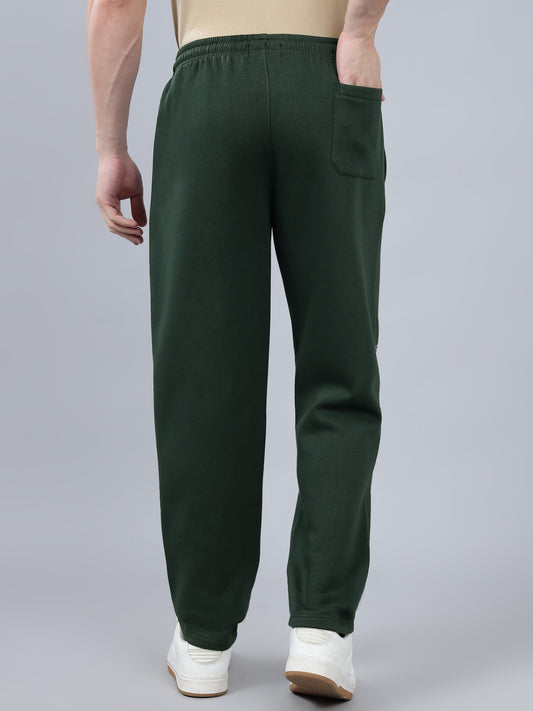 Men's Bottle Green Solid Winter Track Pant