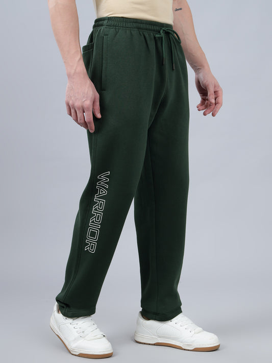 Men's Bottle Green Solid Winter Track Pant