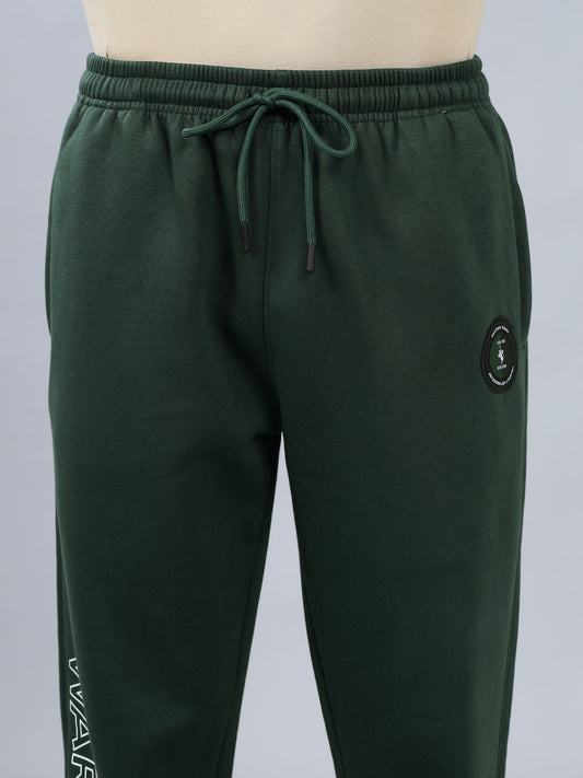 Men's Bottle Green Solid Winter Track Pant