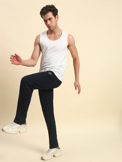 Track Pants for Men | Breathable & Soft with Color Fastness Regular Fit Fleece Fabric Solid Pattern Drawstring Closure