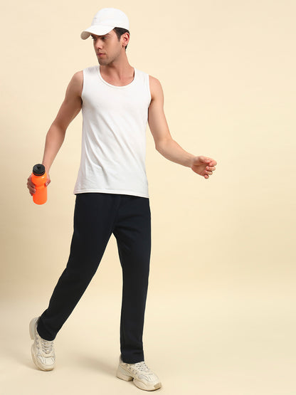 Track Pants for Men | Breathable & Soft with Color Fastness Regular Fit Fleece Fabric Solid Pattern Drawstring Closure