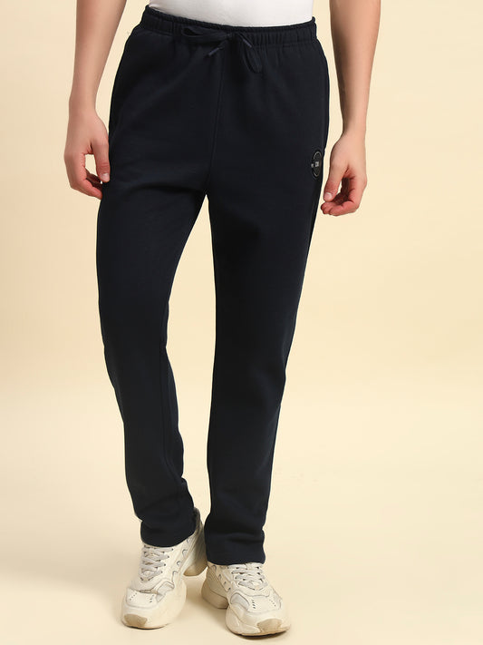 Track Pants for Men | Breathable & Soft with Color Fastness Regular Fit Fleece Fabric Solid Pattern Drawstring Closure