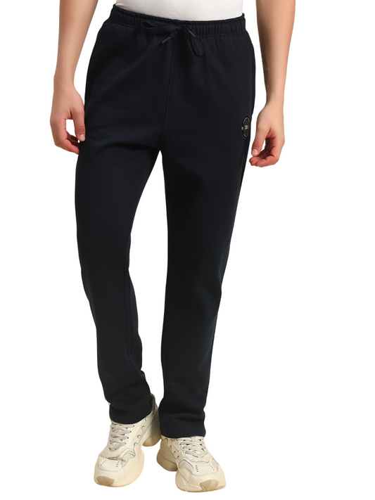 Track Pants for Men | Breathable & Soft with Color Fastness Regular Fit Fleece Fabric Solid Pattern Drawstring Closure