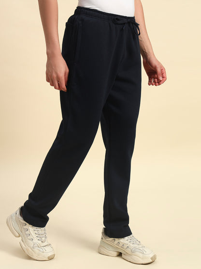 Track Pants for Men | Breathable & Soft with Color Fastness Regular Fit Fleece Fabric Solid Pattern Drawstring Closure
