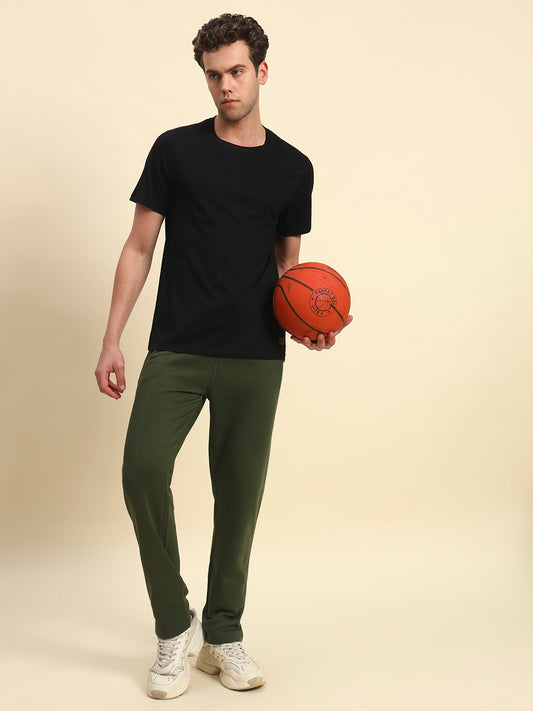 Track Pants for Men | Breathable & Soft with Color Fastness Regular Fit Fleece Fabric Solid Pattern Drawstring Closure