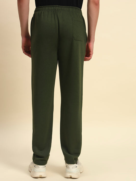 Track Pants for Men | Breathable & Soft with Color Fastness Regular Fit Fleece Fabric Solid Pattern Drawstring Closure